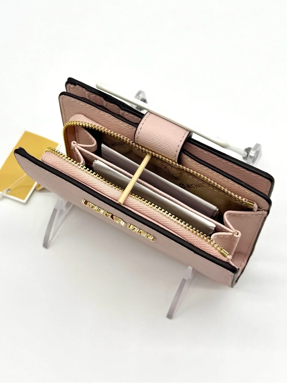 Michael Kors Bifold Zip Chain Wallet Powder Blush